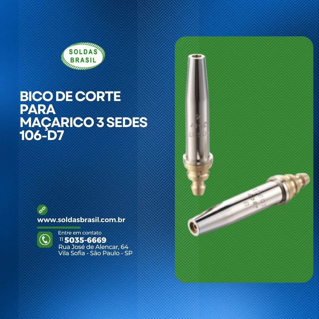 Bico de Corte para Maçarico 3 Sedes 106 D7-8 SB Esp Corte 180-220mm