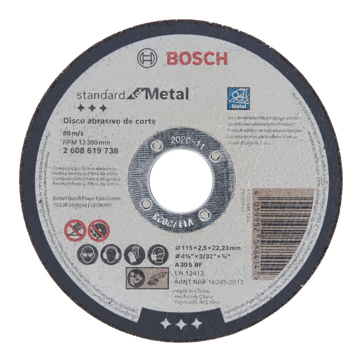 Disco de corte Bosch Standard for Metal 115x2,5mm centro reto
