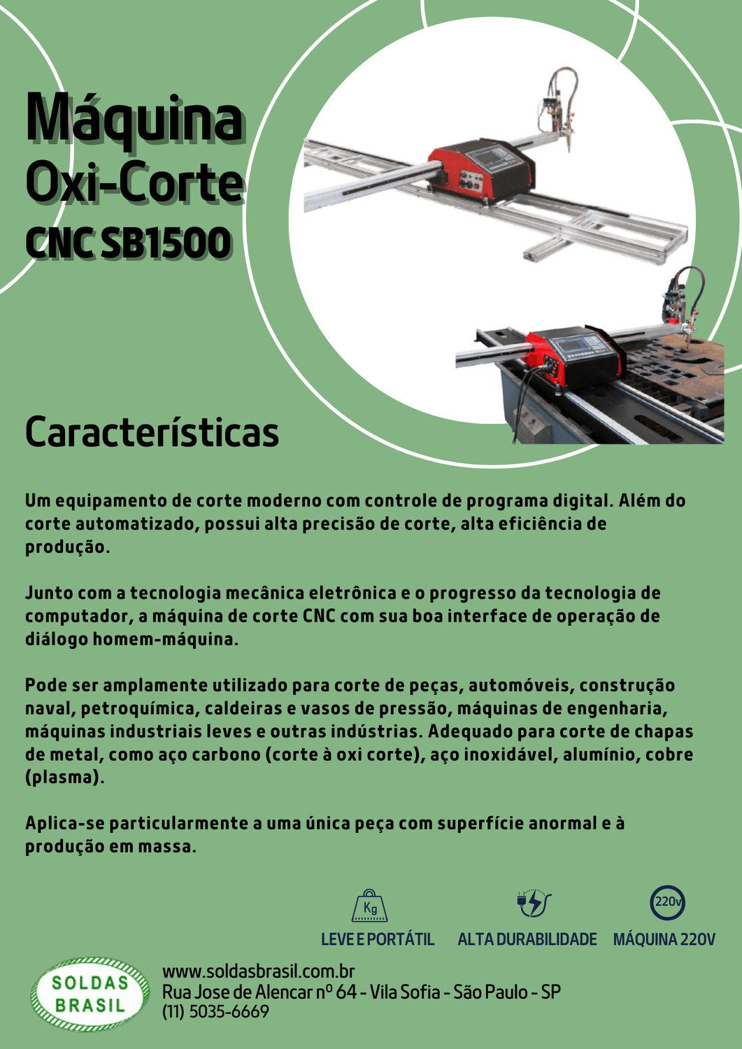 Máquina Oxi-Corte CNC Mesa de Corte SB-1500
