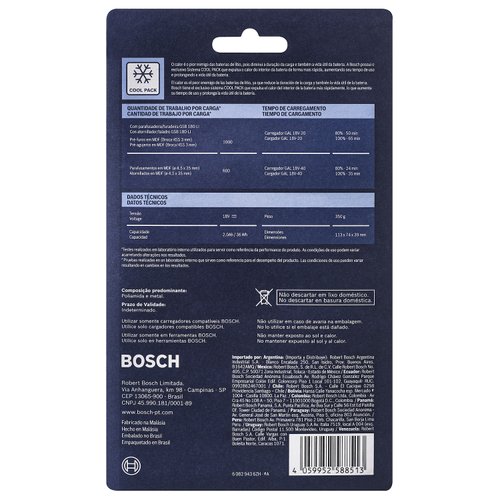 Bateria de Íons de Lítio 18V Bosch GBA 18V 2,0Ah