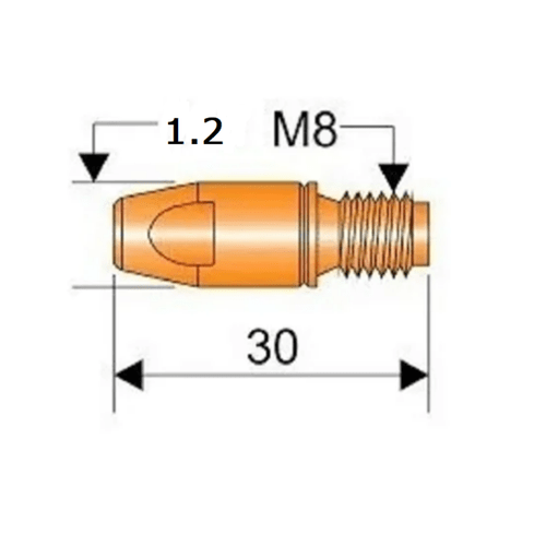 Bico de Contato para Tocha MIG / MAG CuCrZr 1.2MM -M8X30MM