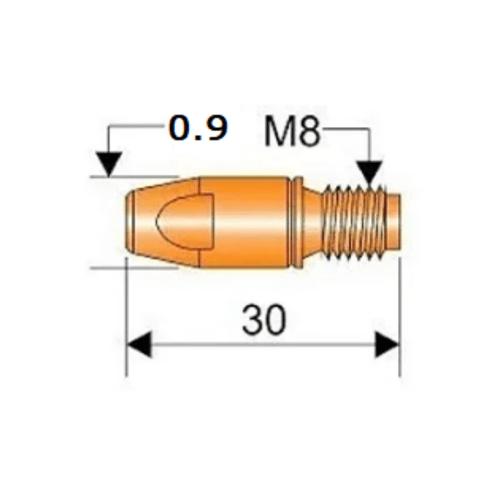 Bico de Contato para Tocha MIG / MAG E-CU 0.9MM -M8X30MM REF. SB061