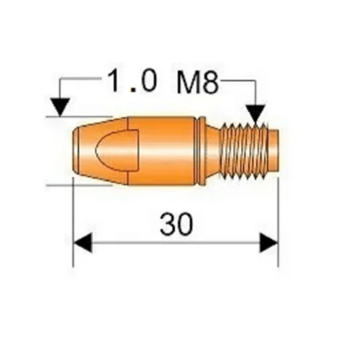 Bico de Contato para Tocha MIG / MAG E-CU 1.0MM -M8X30MM REF. SB062