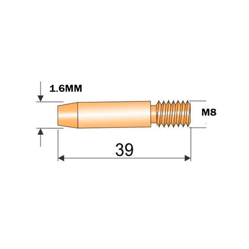 Bico de Contato para Tocha MIG / MAG E-CU 1.6MM -M8X39MM REF. SB034