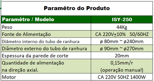 Biseladora de Tubos à Frio Soldas Brasil ISY-250