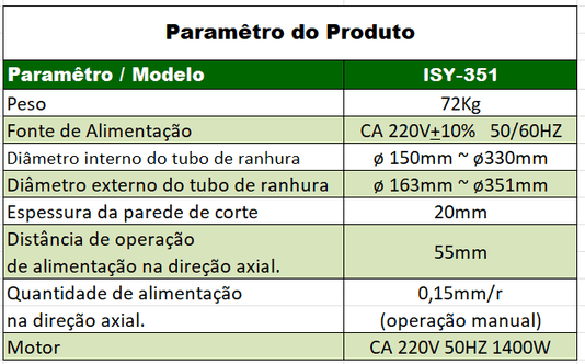 Biseladora de Tubos à Frio Soldas Brasil ISY-351
