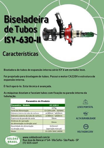 Biseladora de Tubos à Frio Soldas Brasil ISY-630-II