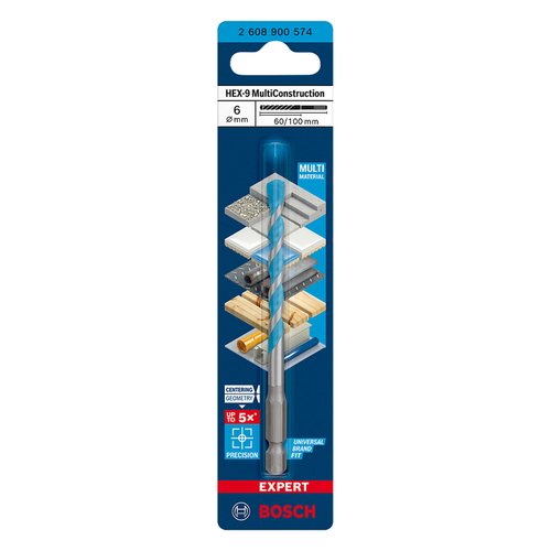 Broca Bosch EXPERT HEX-9 Multiconstruction Ø6x60x100 mm