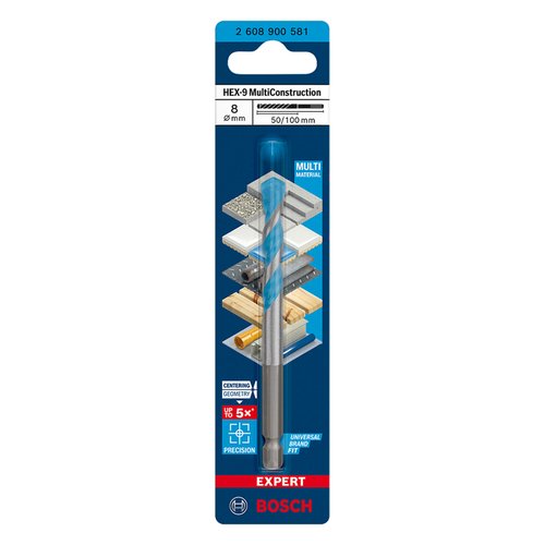 Broca Bosch EXPERT HEX-9 Multiconstruction Ø8x50x100 mm