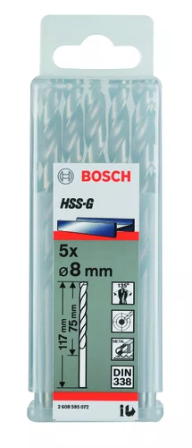 Broca para Metal Bosch Aço Rápido HSS-G 1/2" 5 peças