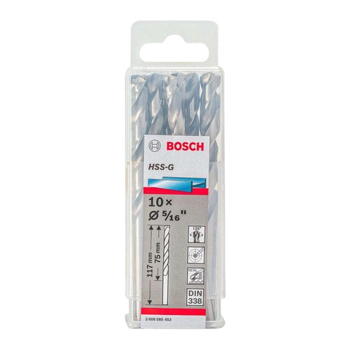 Broca para Metal Bosch Aço Rápido HSS-G 5/16" 10 peças