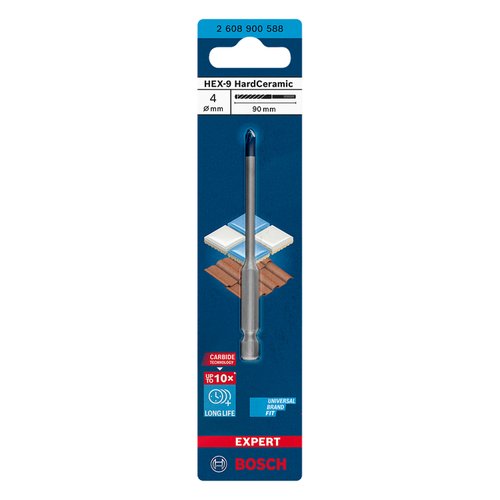 Broca para porcelanato Bosch EXPERT HEX-9 Hard Ceramic 4x90mm