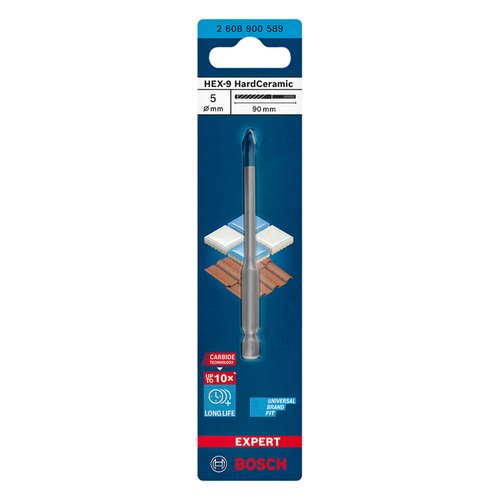 Broca para porcelanato Bosch EXPERT HEX-9 Hard Ceramic 5x90mm