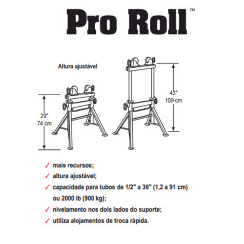 Cavalete Pro Roll de Mesa RF 780441 com Roda de Aço Carbono Somente a Base