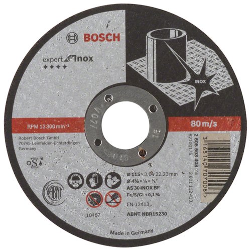Disco de Corte Bosch Expert for Inox 115x3,0mm Centro Reto