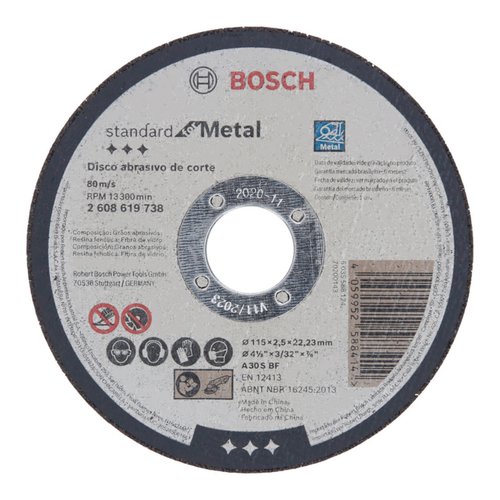 Disco de corte Bosch Standard for Metal 115x2,5mm centro reto