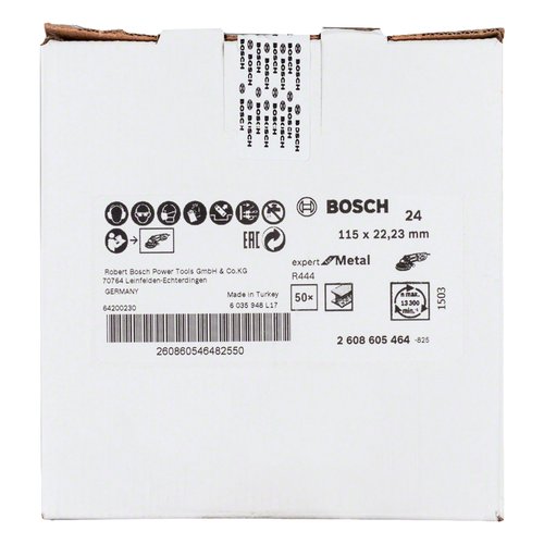 Disco de Lixa em Fibra Bosch R444 Expert for Metal; 115mm G24