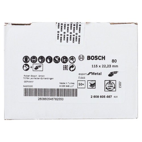 Disco de Lixa em Fibra Bosch R444 Expert for Metal 115mm G80