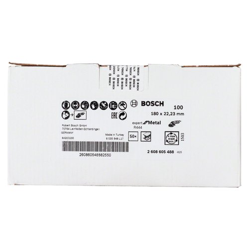 Disco de Lixa em Fibra Bosch R444 Expert for Metal 180mm G100