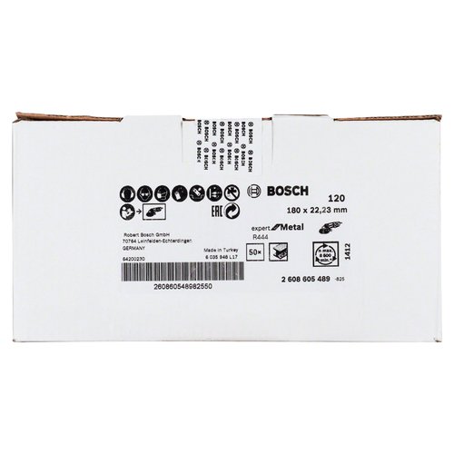 Disco de Lixa em Fibra Bosch R444 Expert for Metal 180mm G120