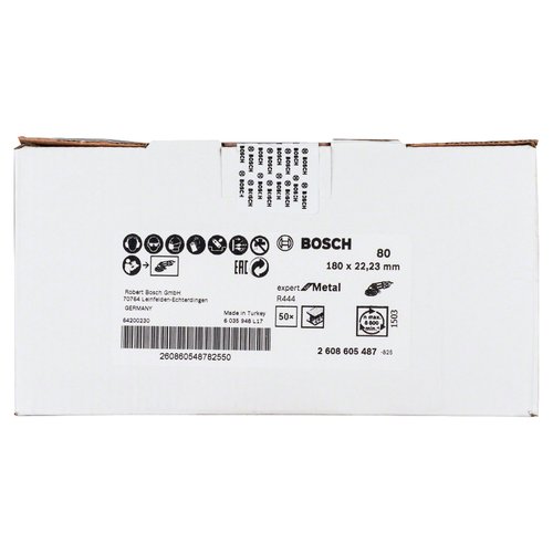 Disco de Lixa em Fibra Bosch R444 Expert for Metal 180mm G80