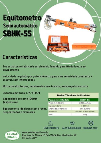 Equitômetro Semi Automático SBHK-55 Esp Corte 5-100mm 220V
