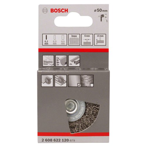 Escova de aço Bosch para furadeira arame ondulado inox 50mm