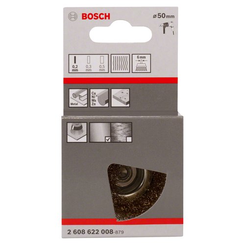 Escova de aço copo Bosch para furadeira arame ondulado 50mm