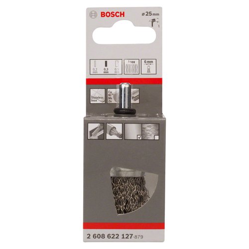 Escova de aço pincel Bosch para furadeira arame ondulado inox 25mm