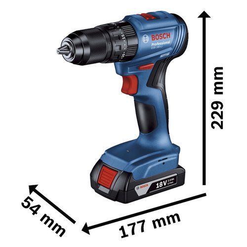 Furadeira Parafusadeira Impacto 18V Bosch GSB185LI-1BX Sem Fio, 1 bateria 23 AC