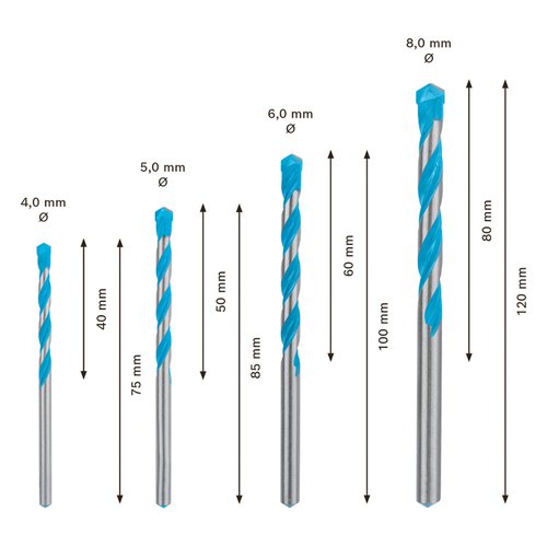 Kit Brocas Bosch EXPERT CYL-9 MultiConstruction Ø 4-5-6-8 mm