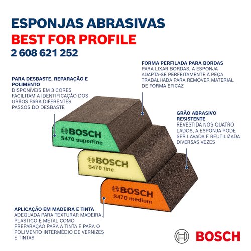 Kit de esponjas abrasivas Bosch Best for Profile 3 peças