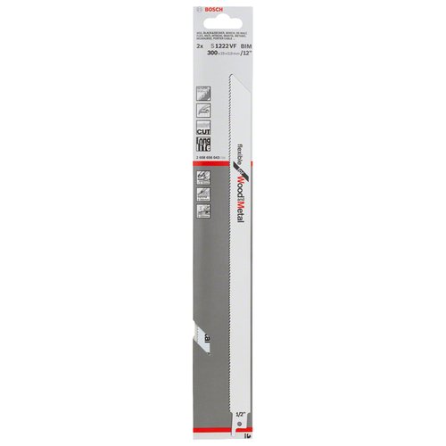Lâmina de serra sabre Bosch S1222VF Flexible for Wood and Metal 2u