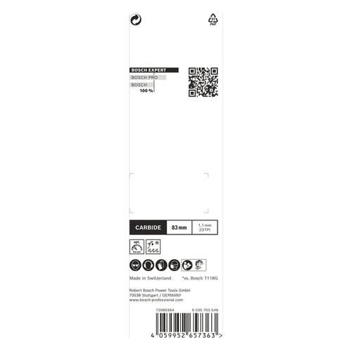 Lâmina de serra tico tico Bosch EXPERT Stainless Steel T118AHM, 2 lâminas