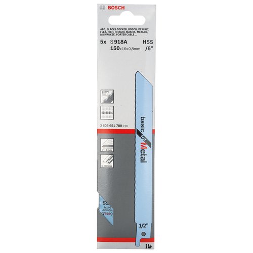 Lâmina serra sabre Bosch S918AF Basic for Metal 5 peças