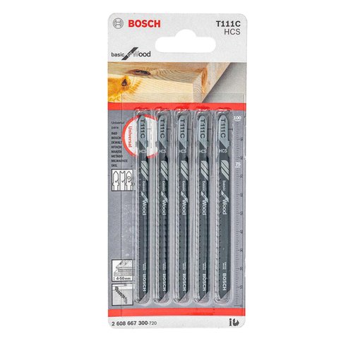 Lâmina serra tico tico Bosch T111C Basic for wood 5 peças