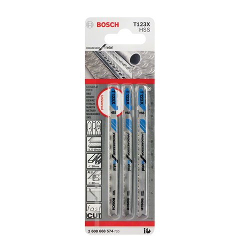 Lâmina serra tico tico Bosch T123X Progressor for Metal 3 peças