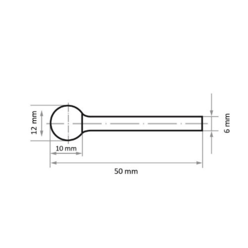 Lima Rotativa Fresa Esférica KUD 1210.06 Diâmetro 12mm Lukas