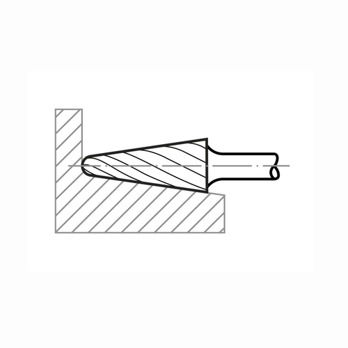 Lima Rotativa Cônica Redonda HFL 1230.06 Diâmetro 12mm Base X Forma L