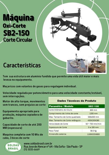 Máquina de Oxi-Corte  SB2 - 150 Corte Circular