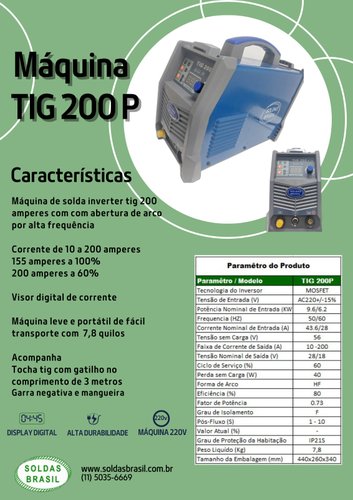 Máquina de Solda Inversora TIG SB200P