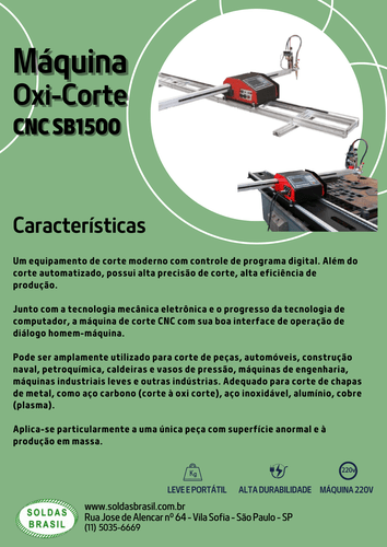 Máquina Oxi-Corte CNC Mesa de Corte SB-1500