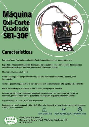 Máquina Oxi-Corte Corte Quadrado SB1-30F