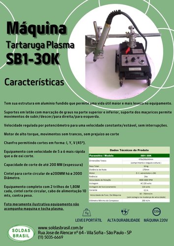 Máquina Oxi-Corte Tartaruga Plasma SB1-30K VEL. 3800MM