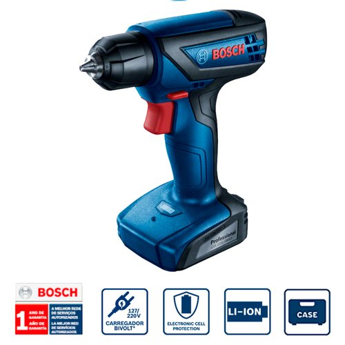Parafusadeira Furadeira a bateria Bosch GSR 1000 Smart 12V 10 bits e maleta
