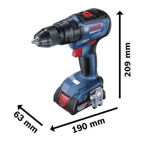 Parafusadeira Furadeira de Impacto Brushless Bosch GSB18V-50-2B | 2 baterias
