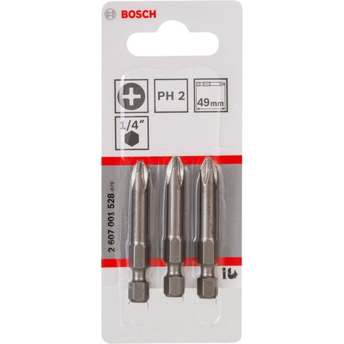 Pontas Bosch Extra Hard Phillips PH2, 49mm com 3 peças