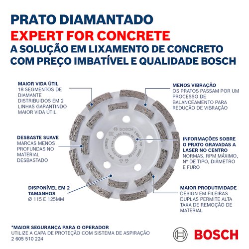 Prato diamantado Bosch Expert for Concrete 115x22,23x5mm