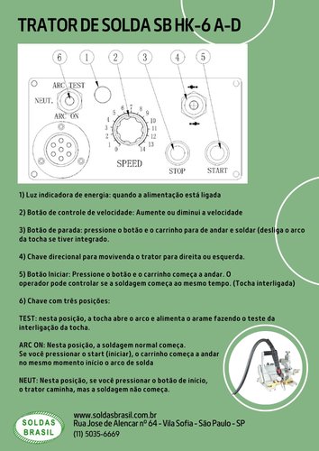 Trator de Solda SB-6A-D Com 2 Trilhos 1.8 Metros