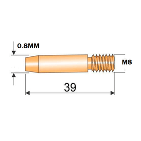 Bico de Contato para Tocha MIG / MAG E-CU 0.8MM -M8X39MM REF. SB030